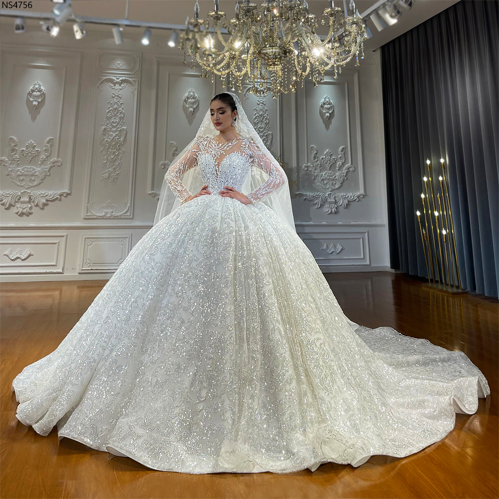 Short Wedding Silver Glitter Wedding Dress Wedding Gown Dress Sparkle  Princess Bridals Customized Beading Guilter Tulle