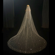  Long 400cm shinny pearls wedding veil with glittler tulle with comb