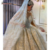 full beading luxury long lace veil 3*4 sizes ivory color top full beading, down part with pearls.no comb