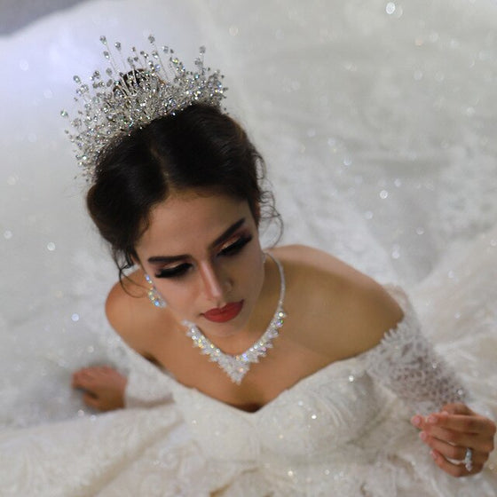 Luxury sparkling wedding crown full beading